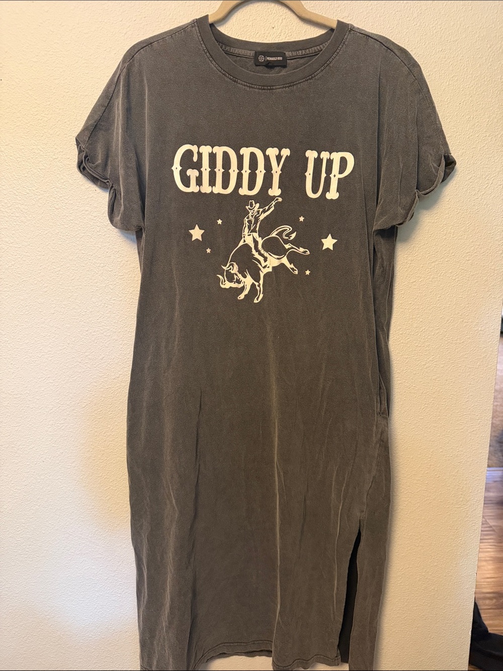 Unknown Brand Gray 'Giddy Up' Graphic Tee Dress